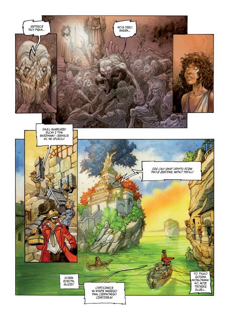 Strona z komiksu Świat Dryftu #2: Opowieść o czarodziejach, wydanego przez wydawnictwo Lost In Time.