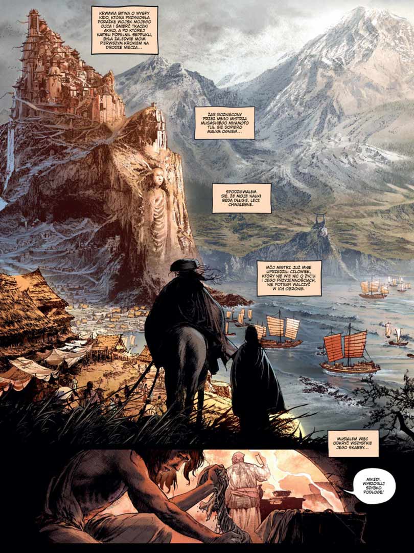 Strona z komiksu Droga miecza tom 2: Żar nauki wydanego przez wydawnictwo Lost In Time.