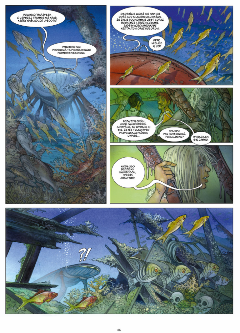 Strona z komiksu Aquarica, wydanego przez wydawnictwo Lost In Time.