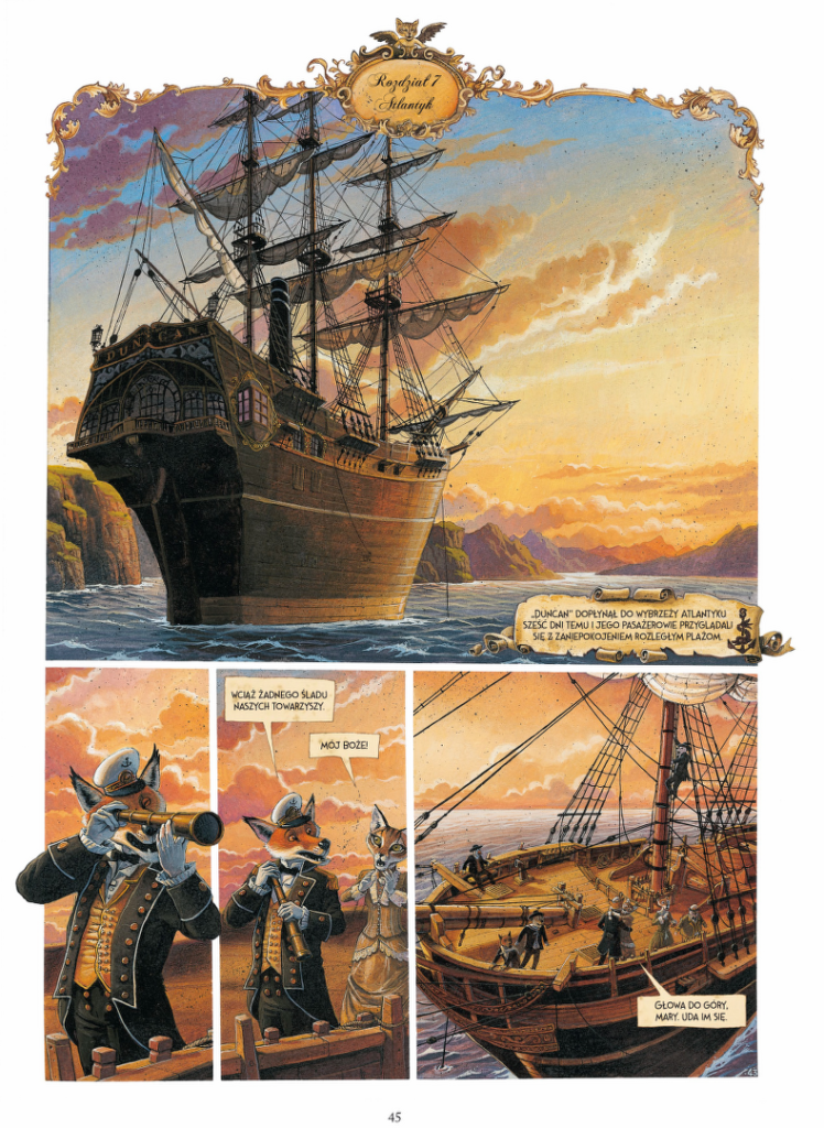 Strona z komiksu Dzieci kapitana Granta wydanego przez Lost In Time.