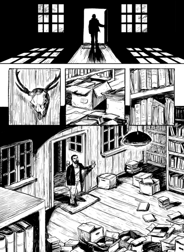Strona z komiksu Powrót pszczołojada, wydanego przez wydawnictwo Lost In Time.