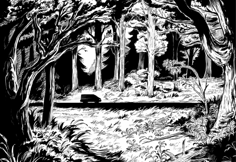 Strona z komiksu Powrót pszczołojada, wydanego przez wydawnictwo Lost In Time.