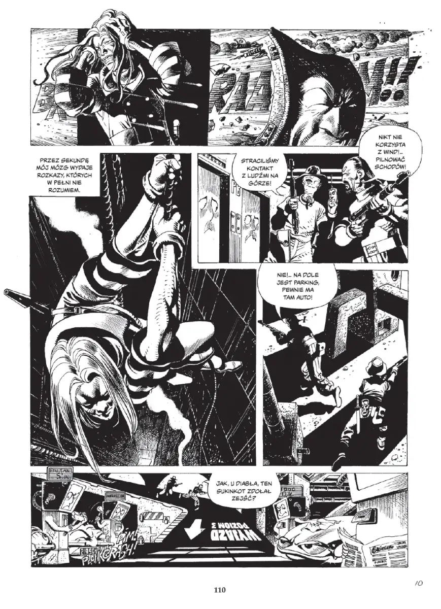 Przykładowa plansza z komiksu "Kwiat, Bakteria, Bronx". Alberto Saichann, Ricardo Ferrari, Eduardo Mazzitelli. Wydawnictwo Lost In Time.