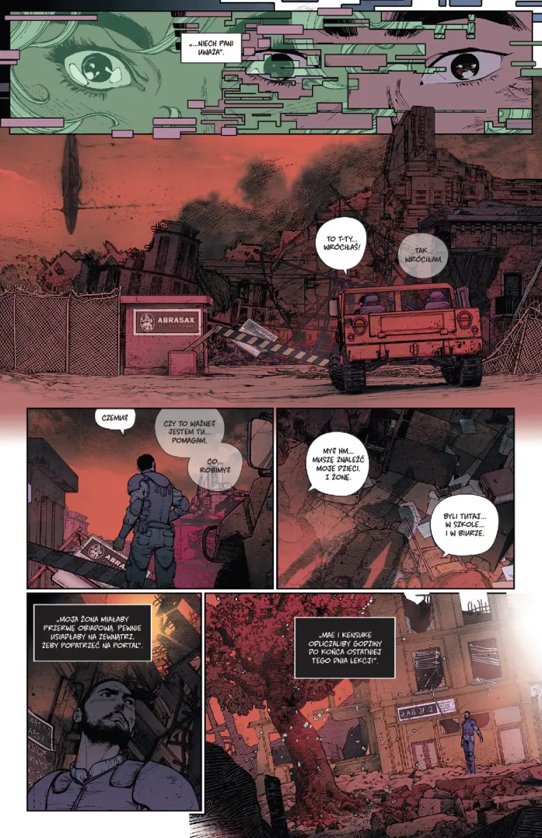 Przykładowa strona z komiksu Dawnrunner.