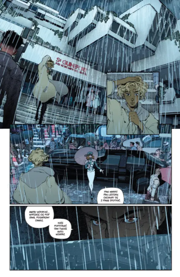 Przykładowa strona z komiksu Dawnrunner.