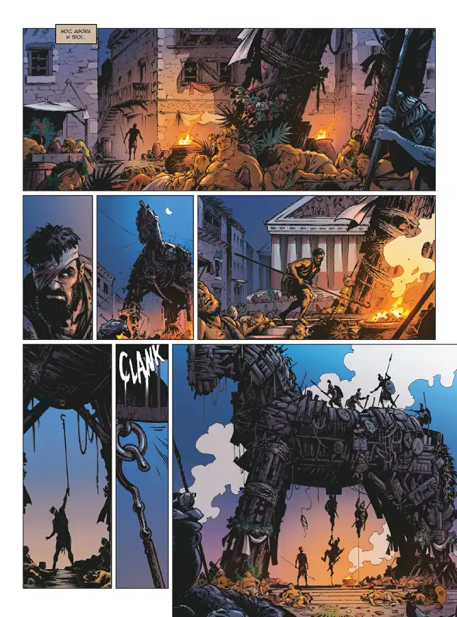 Przykładowa strona z komiksu Wilusa. Ostatnie godziny Troi.