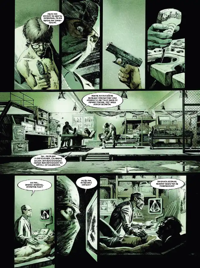 Przykładowa strona z komiksu Przysięga Hipokratesa. Wydawnictwo Lost In Time.