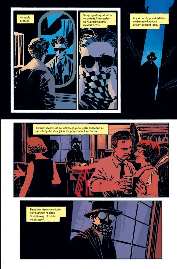 Przykładowa strona z komiksu Niewidzialny człowiek.